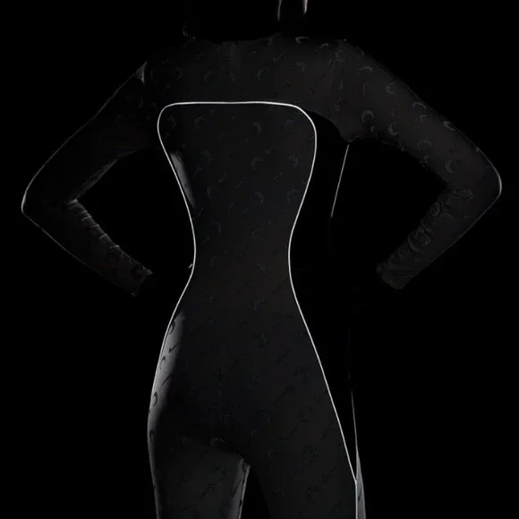 MARINE SERRE X NIKE BLACK & CREAM CATSUIT SIZE MEDIUM PRELOVED